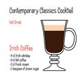 Irish coffee vector contemporary classic cocktail recipe