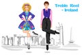 Irish Couple performing Treble Reel dance of Ireland Royalty Free Stock Photo