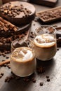 Cream and coffee cocktail in glasses with ice Royalty Free Stock Photo