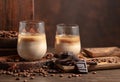 Cream and coffee cocktail in glasses with ice Royalty Free Stock Photo