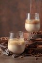 Cream and coffee cocktail in glasses with ice Royalty Free Stock Photo