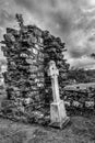 Irish Cross in Abbey Ruins Royalty Free Stock Photo