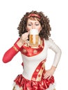 Irish dancer drinking beer Royalty Free Stock Photo