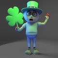 Irish descended zombie monster celebrates St Patrick`s Day, 3d illustration