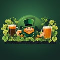 Irish fantasy character leprechaun with a mug of beer. Flyer, brochure, St. Patrick\'s Day party invitation