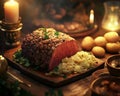 Irish feast with corned beef cabbage and potatoes Royalty Free Stock Photo