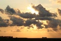 Irish Ferry silhouette sunset over Morecambe Bay