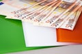 Irish flag and euro money