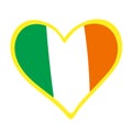 Irish flag heart-shaped. Vector clipart symbol in national colors. Patriotic emblem, Ireland culture Royalty Free Stock Photo