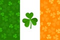 Irish flag with shamrock pattern. Vector.