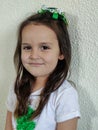 Irish girl dressed up in green to celebrate Saint Patrick& x27;s Day