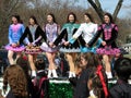 Irish Girls Dancing in a line on Saint Patrick`s Day