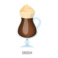 Irish glass of the coffee. Brown drink