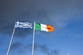 Irish and Greek flag in Dublin Royalty Free Stock Photo