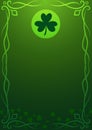 Irish green background with shamrock leaves