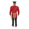 Irish Guard Sergeant on white. Rear view. 3D illustration