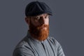 Irish guy with unshaven face. Portrait of bearded guy studio. Handsome guy with beard and mustache