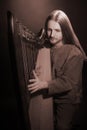 Irish harp player. Musician harpist