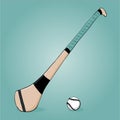 Irish hurley and sliotar in doodle style Royalty Free Stock Photo