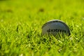 Irish Hurling or Camogie sliotar ball on a grass playing field Royalty Free Stock Photo