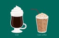 Irish and Iced Coffee Drinks Cartoon Illustration