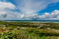 Irish landscape of the coast with limestone rocks with grass