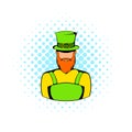 Irish leprechaun icon, comics style