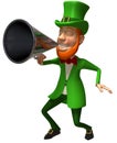Irish leprechaun with a megaphone