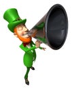 Irish leprechaun with a megaphone