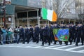 Irish military personnel marching at the St. Patrick`s Day Parade in New York. Royalty Free Stock Photo