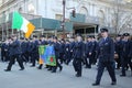 Irish military personnel marching at the St. Patrick`s Day Parade in New York.