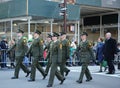 Irish military personnel marching at the St. Patrick`s Day Parade in New York. Royalty Free Stock Photo