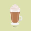 Irish Glass With Mocha Coffee Flat Vector