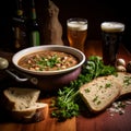 Irish Red Ale Soup With Dark Brown Bread And Beer