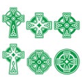 Irish, Scottish Celtic green cross on white vector sign