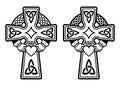 Irish Celtic cross with Claddagh ring - heart and hands vector design set - St Patrick`s Day celebration in Ireland Royalty Free Stock Photo