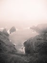 Irish Seaside Cliffs in the fog Royalty Free Stock Photo