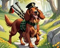 Irish setter puppy bagpipes music trail