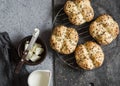 Irish soda bread buns. Top view