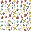 Irish spring pagan holiday Imbolc symbols, seamless pattern