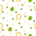 Irish St. Patrick celebration party seamless pattern.