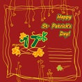 Irish st patrick day party card with flat symbols of the holiday and place for text. Vector illustration Royalty Free Stock Photo