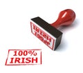 100% Irish stamp 3d rendering Royalty Free Stock Photo