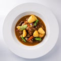 Irish Stew or Guinness Stew made in a crockpot or slow cooker top view, flat lay Royalty Free Stock Photo