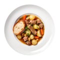 Irish Stew Ireland European Cuisine. On A White Plate