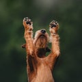 Irish terrier dog raising his paws up