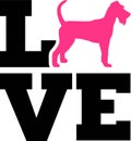 Irish Terrier love word with silhouette