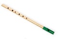 The Irish whistle is a longitudinal flute with a whistle device and six playing holes