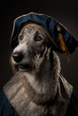 Irish wolfhound in historical costume