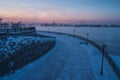 Irkutsk and Angala river in winter season at sunset, Siberia, Russia Royalty Free Stock Photo